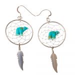 Turquoise Bear Dreamcatcher Earrings