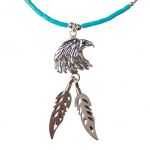 Silver Eagle Head with Turquoise Necklace