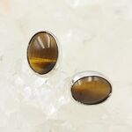 Tiger Eye Oval Stud Earrings 10mm