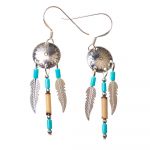 Native American Indian Shield with Feathers Earrings