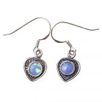Blue Opal Heart Earrings in Sterling Silver