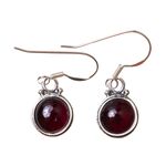 Deep Red Garnet Earrings in Sterling Silver