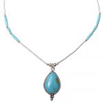 Turquoise Tear Drop Sterling Silver Necklace