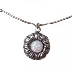 Lotus White Opal Necklace in Sterling Silver