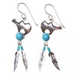 Turquoise Etched Silver Bear Earrings