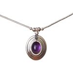 Amethyst Oval Necklace in Sterling Silver D2