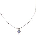 Blue Opal Heart Necklace in Sterling Silver