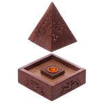 Wood Pyramid Incense Cone Box