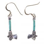Axe Earrings in Silver and Turquoise