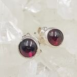 Garnet Round Stud Earrings 6mm