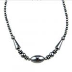 Hematite Large Oval Bead Necklace