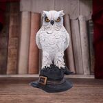 Soren White Horned Owl Perched on a Witches Hat Figurine