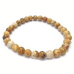 Picture Jasper Beaded Bracelet 6mm