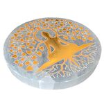 Selenite Plate Gold Buddha 10cm