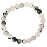 Tourmalated Quartz 8mm Bead Bracelet - Black Tourmaline