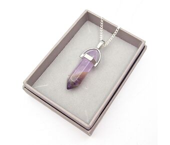 Amethyst Pointed Pendant with Chain