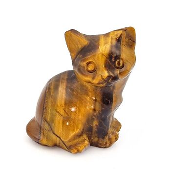 Tiger Eye Cat figure Carving, stands 4.2cm tall
