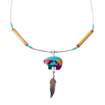 Native American Mosaic Bear Necklace