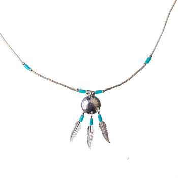 Native American Indian Shield with Feathers Necklace