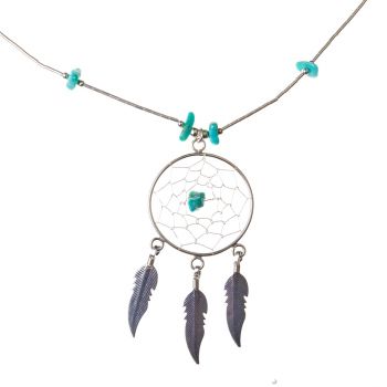 Large Turquoise Dreamcatcher Necklace 18 inch