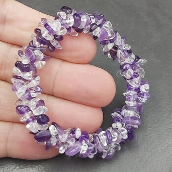 Amethyst & Quartz Triple Strung Bracele
