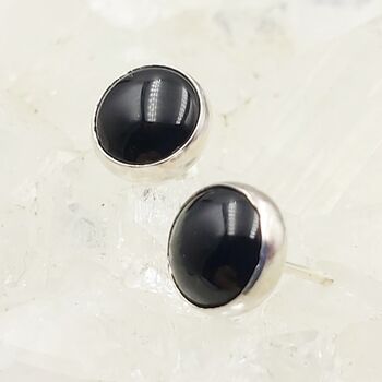 Onyx Round Stud Earrings 8mm