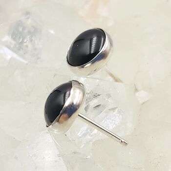 Onyx Round Stud Earrings 8mm