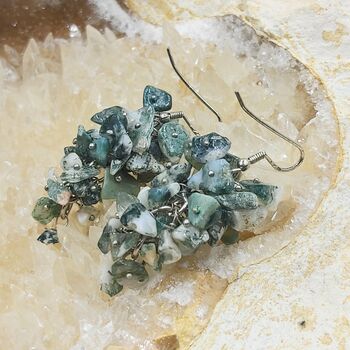 Green Moss Grape Earrings