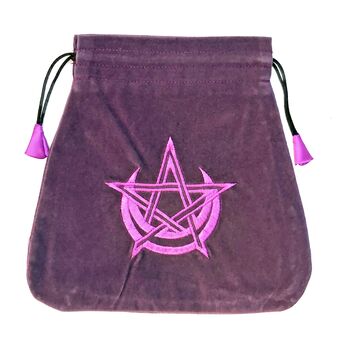 Pentagram & Moon Purple Velour Tarot Bag