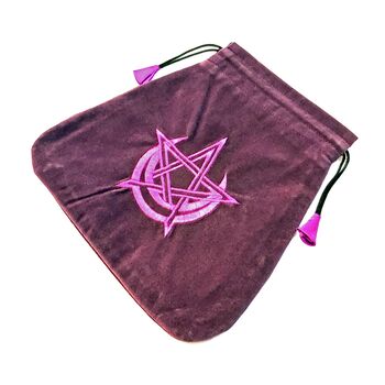 Pentagram & Moon Purple Velour Tarot Bag