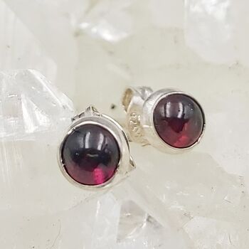 Garnet Round Stud Earrings 5mm