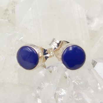 Lapis Lazuli Round Stud Earrings 6mm