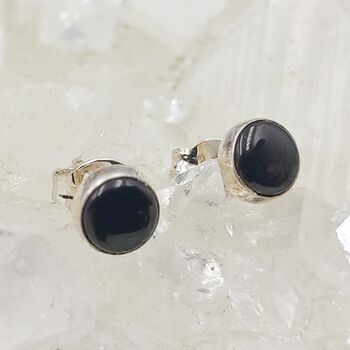 Onyx Round Stud Earrings 6mm