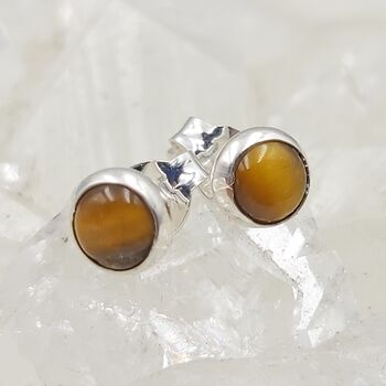 Tiger Eye Round Stud Earrings 5mm