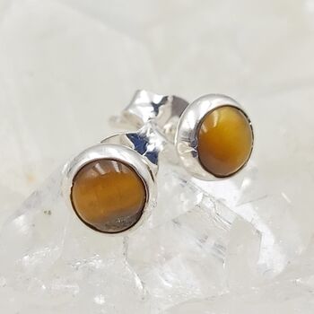 Tiger Eye Round Stud Earrings 5mm