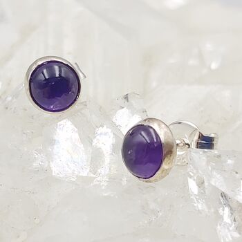 Amethyst Round Stud Earrings 5mm