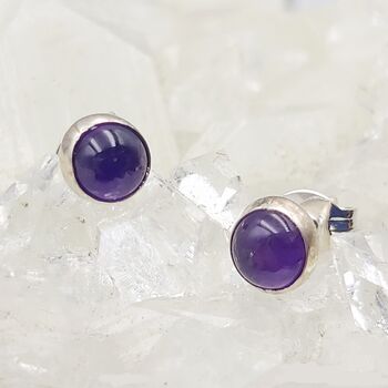 Amethyst Round Stud Earrings 5mm