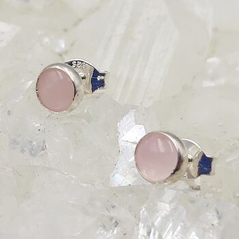 Rose Quartz Round Stud Earrings 5mm