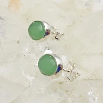 Aventurine Oval Stud Earrings 10mm