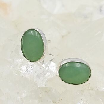 Aventurine Oval Stud Earrings 10mm