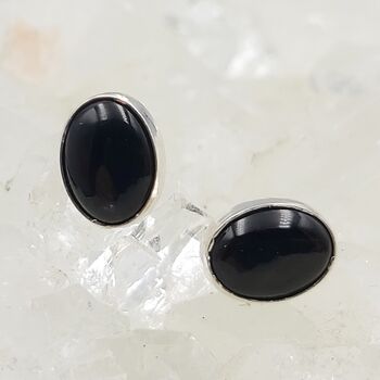 Onyx Oval Stud Earrings