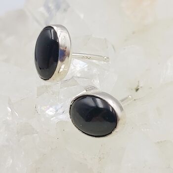 Onyx Oval Stud Earrings