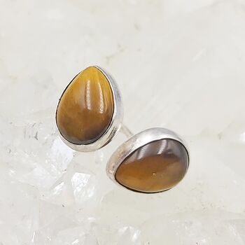 Tiger Eye Stud Tear Drop Earrings