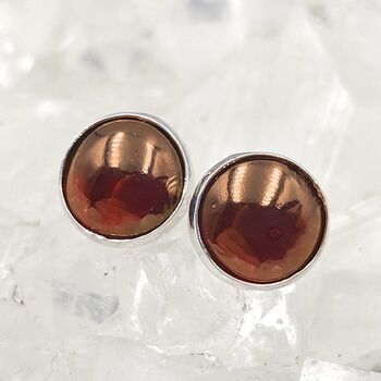 Garnet Round Stud Earrings 8mm