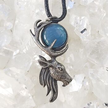 Moon Stag Pewter Pendant