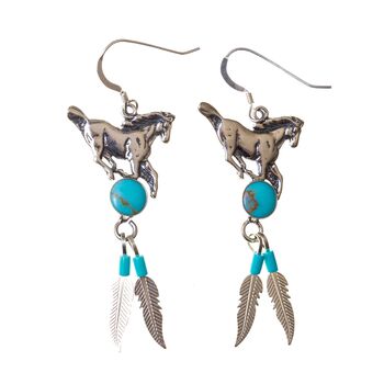 Stallion Earrings in Silver and Turquoise