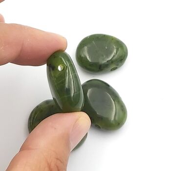 Drilled Jade Tumbled Stones