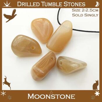 Drilled Moonstone Tumbled Stones