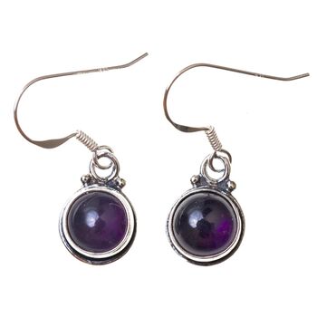 Amethyst Round Earrings in Sterling Silver