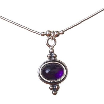 Amethyst Oval Necklace in Sterling Silver